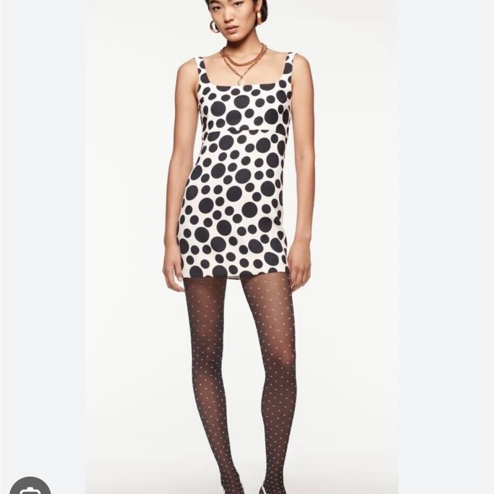 Zara Studio Chic Black and White Polka Dot Dress. Size M